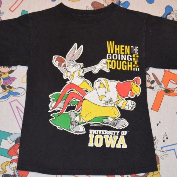 Tops - Vintage 1990s Iowa Hawkeyes Looney Tunes Cartoon UI shirt men women basketball
